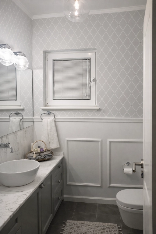 Bathroom remodel with marble vanity top