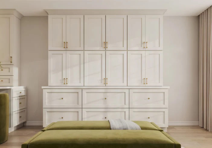 Navy blue shaker cabinets